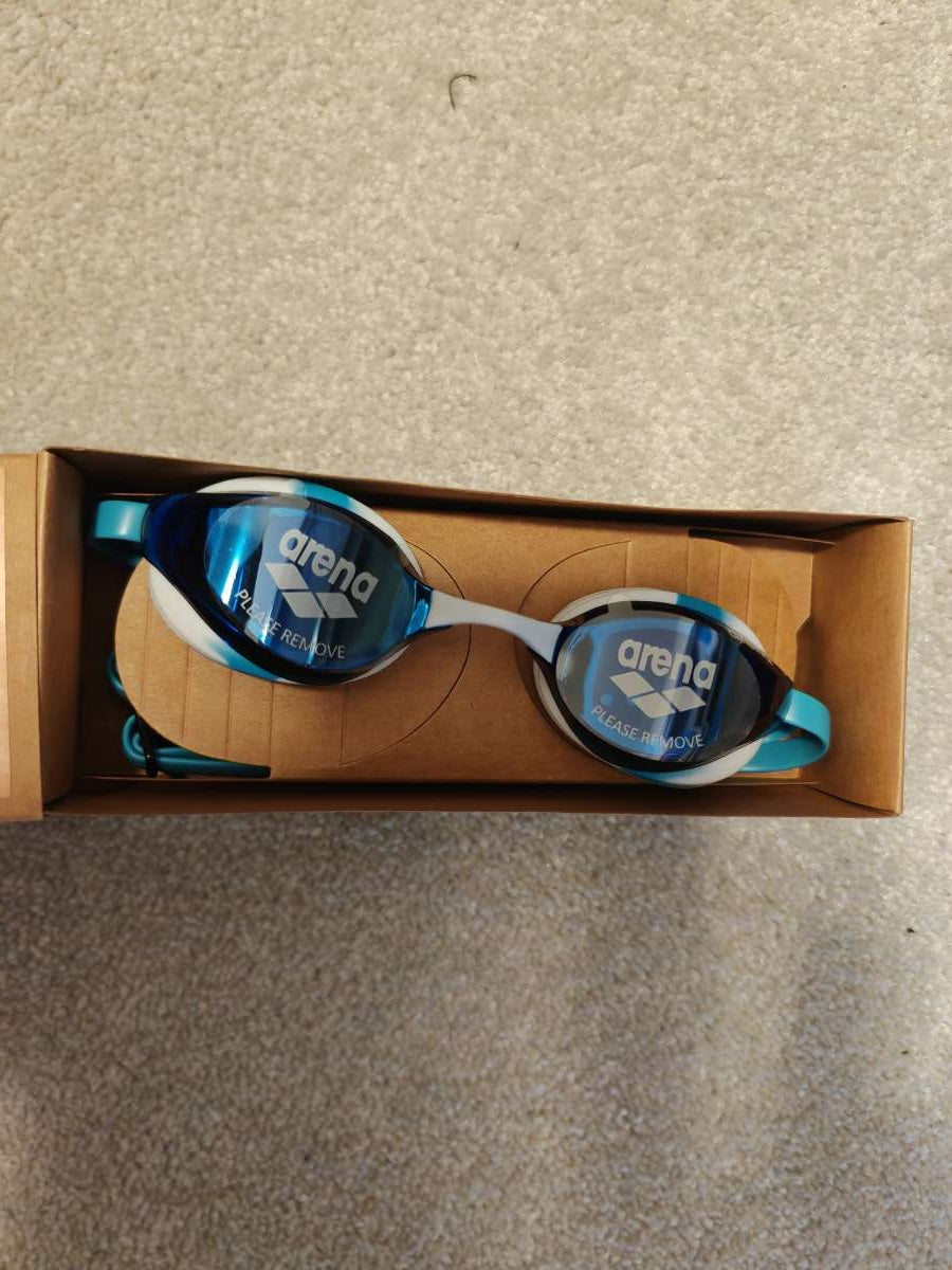 Arena Python Mirror Swimming Goggles – Adult (Blue/White/Sky)