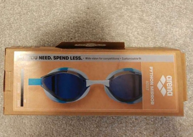 Arena Python Mirror Swimming Goggles – Adult (Blue/White/Sky)
